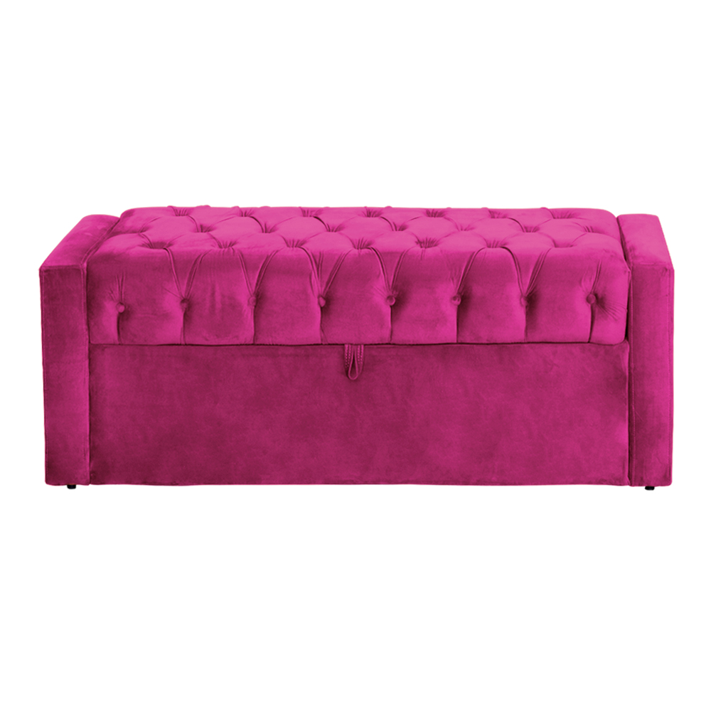 Calçadeira Báu Emma Casal Queen Veludo Luxo Pink - DS Estofados