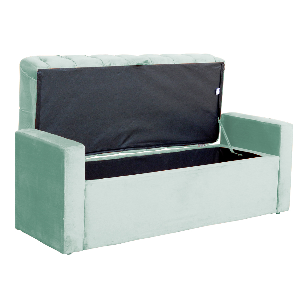 Calçadeira Báu Emma Casal Super King Veludo Luxo Acqua - DS Estofados