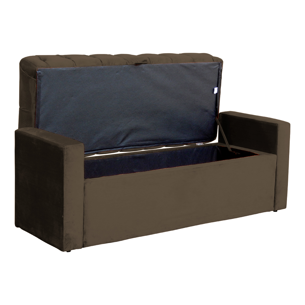 Calçadeira Báu Emma Casal Super King Veludo Luxo Marrom - DS Estofados