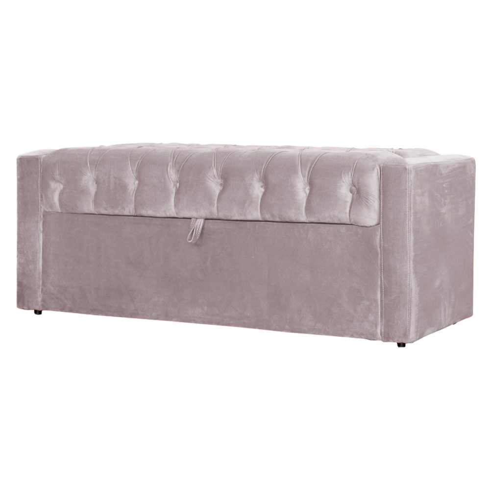 Calçadeira Báu Emma Casal Super King Veludo Luxo Rosê - DS Estofados