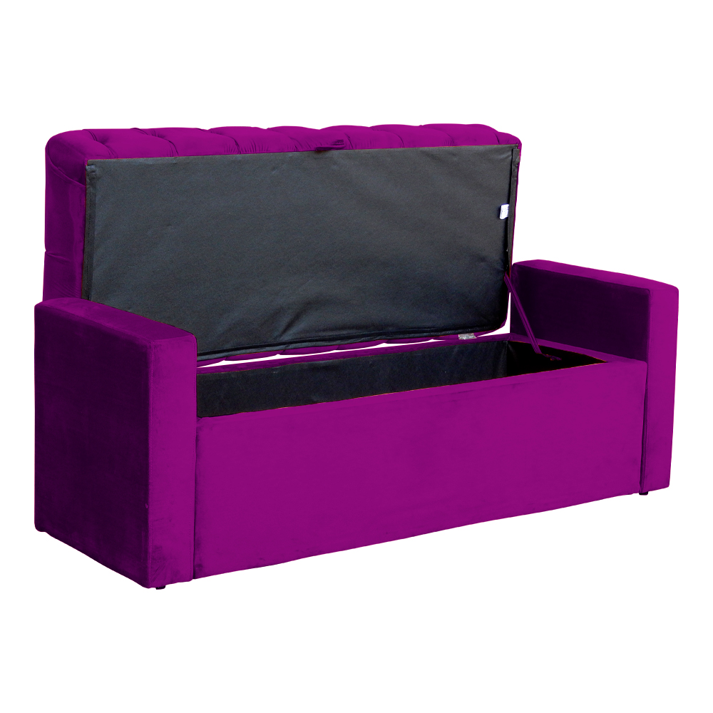 Calçadeira Báu Emma Casal Super King Veludo Luxo Roxo - DS Estofados