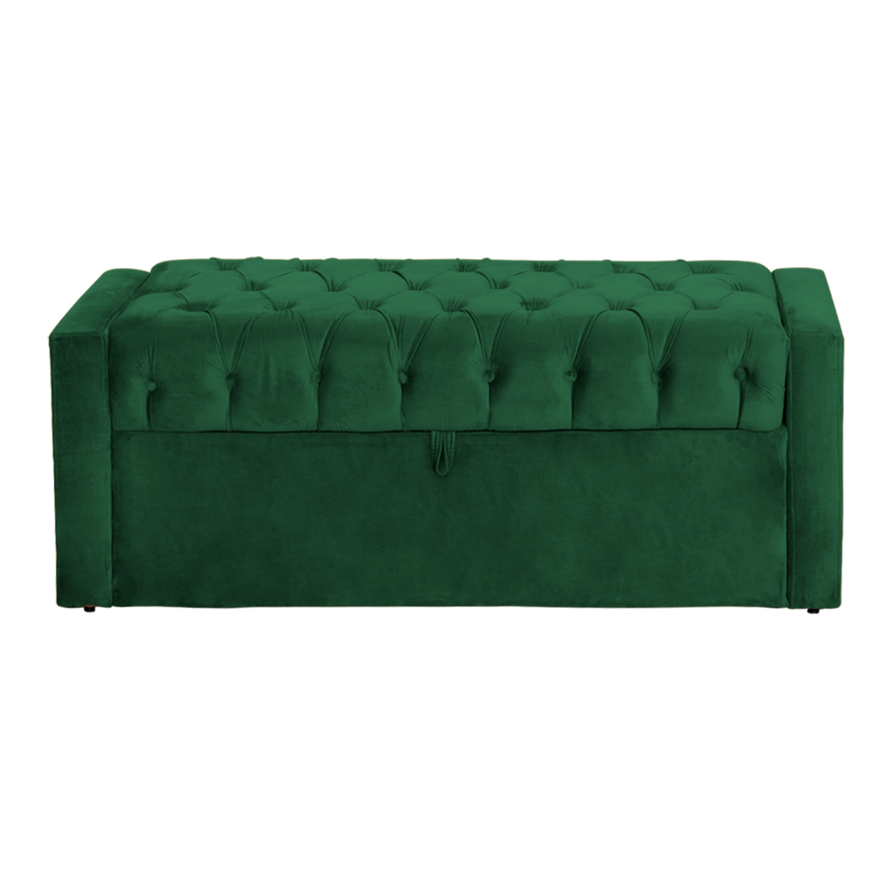 Calçadeira Báu Emma Casal Super King Veludo Luxo Verde - DS Estofados