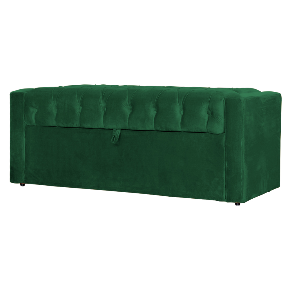 Calçadeira Báu Emma Casal Super King Veludo Luxo Verde - DS Estofados