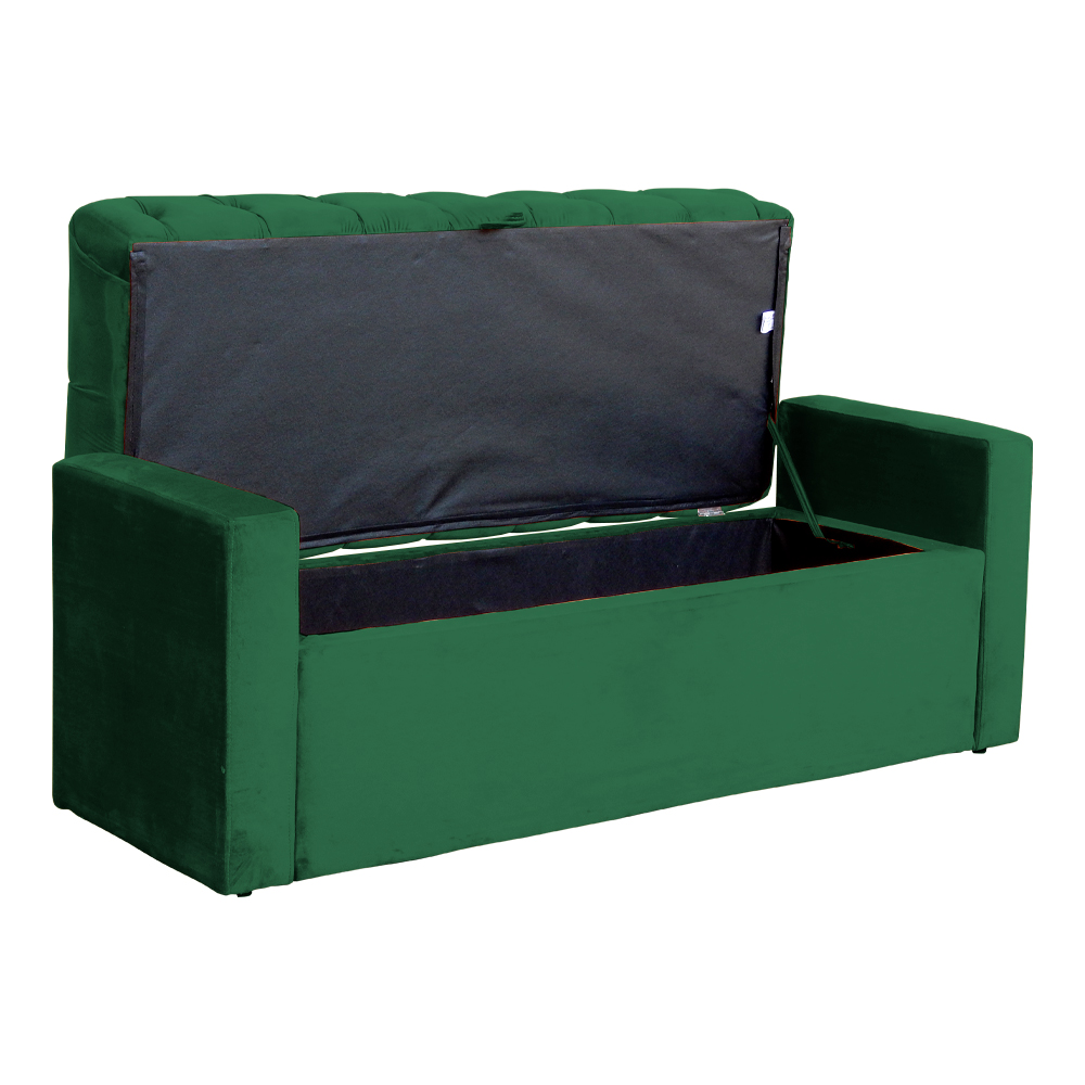 Calçadeira Báu Emma Casal Super King Veludo Luxo Verde - DS Estofados