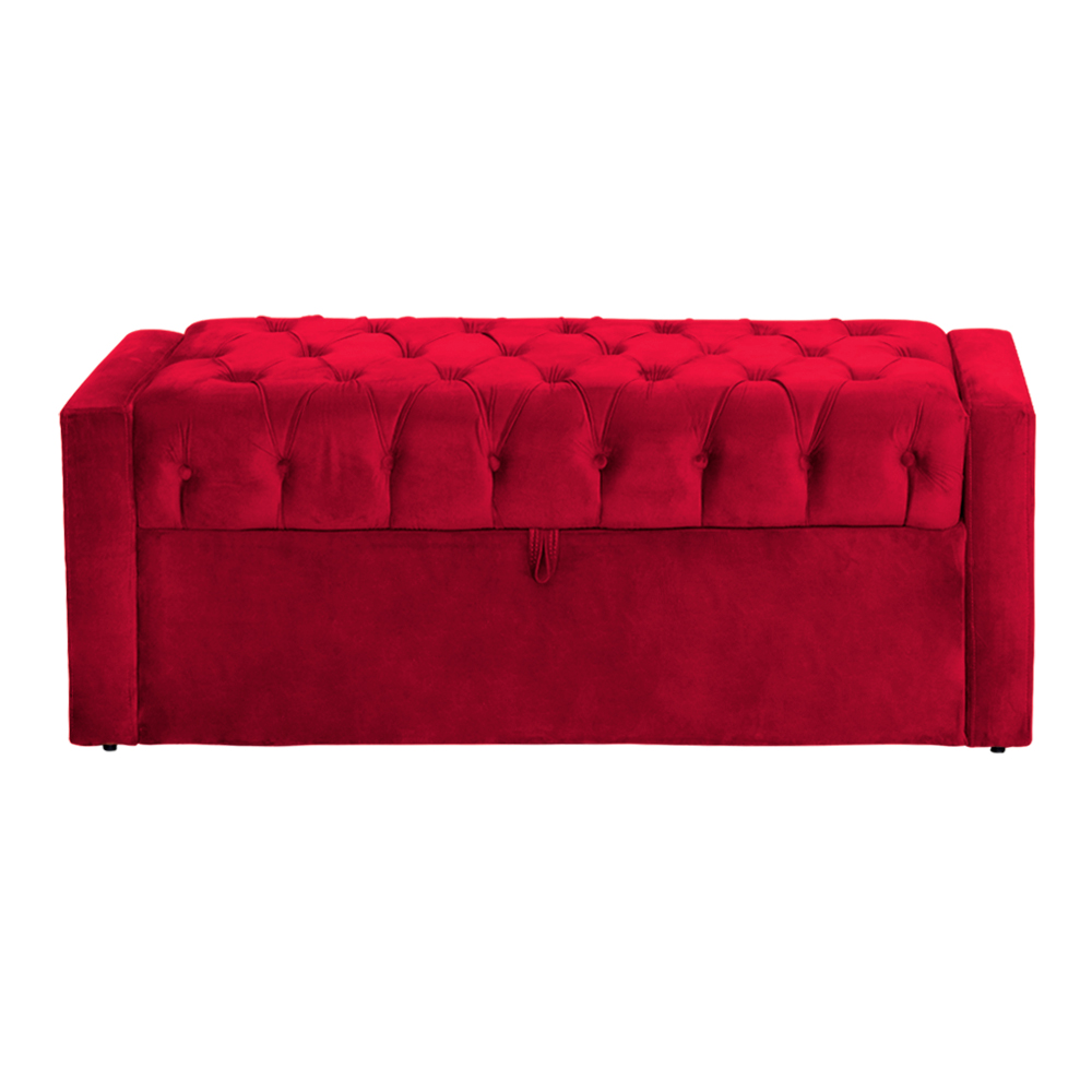 Calçadeira Báu Emma Casal Super King Veludo Luxo Vermelho - DS Estofados