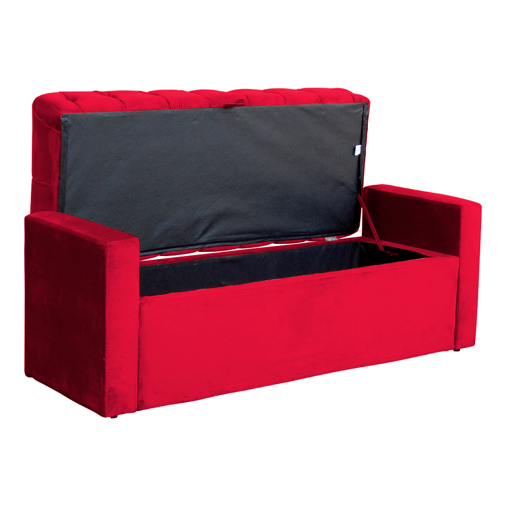 Calçadeira Báu Emma Casal Super King Veludo Luxo Vermelho - DS Estofados