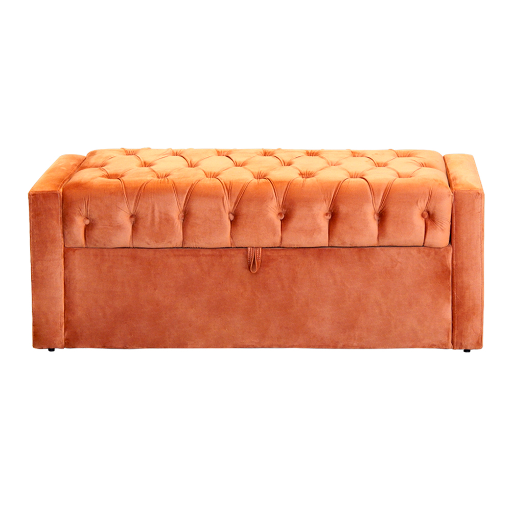 Calçadeira Báu Emma Solteiro Veludo Terracota - DS Estofados