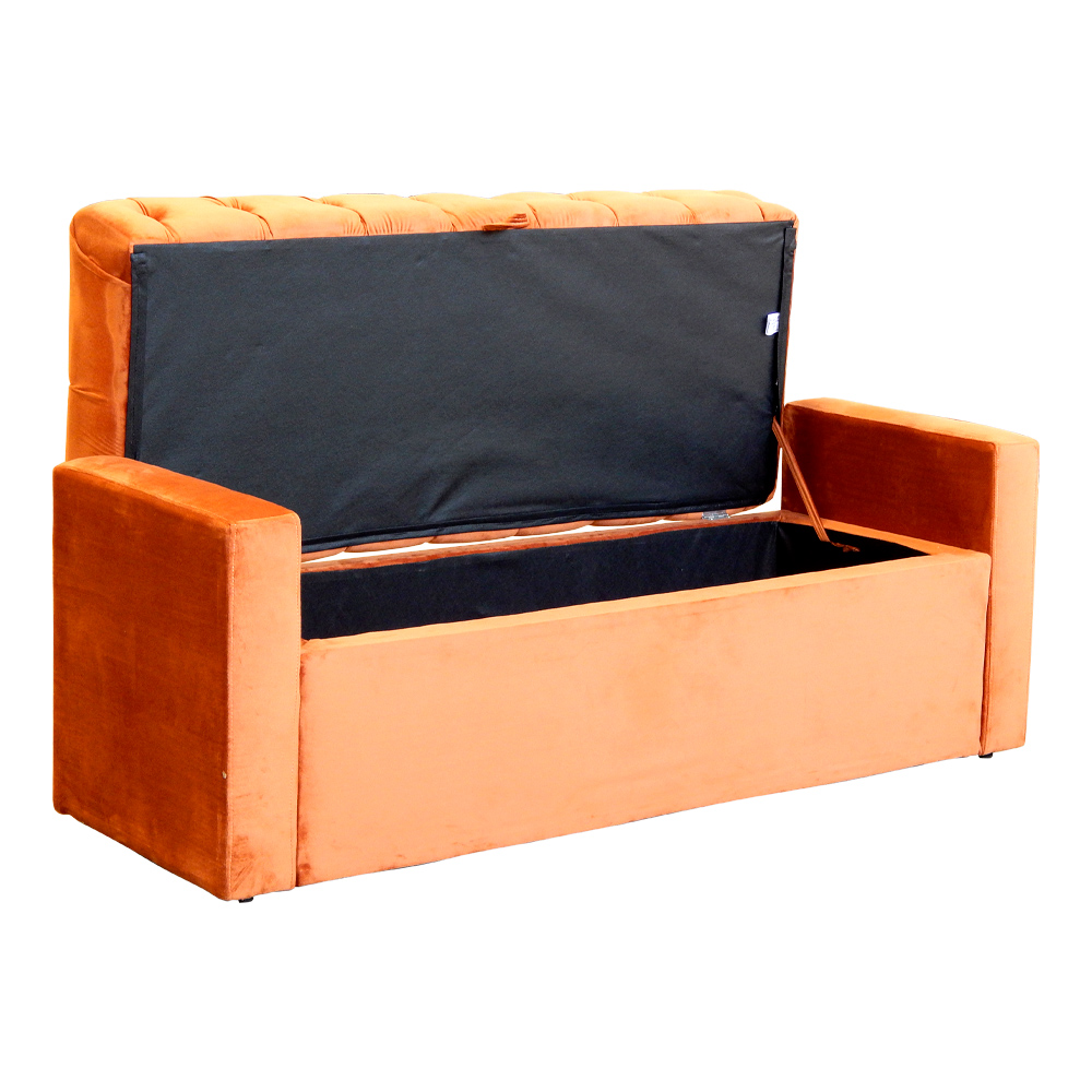 Calçadeira Báu Emma Solteiro Veludo Terracota - DS Estofados