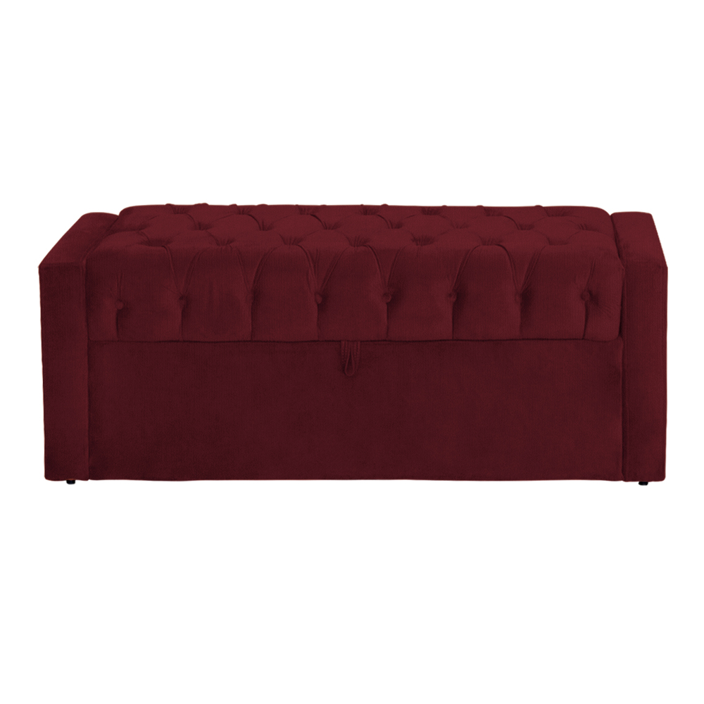 Calçadeira Baú Para Cama Box Casal Emma Suede Bordô - DS Estofados