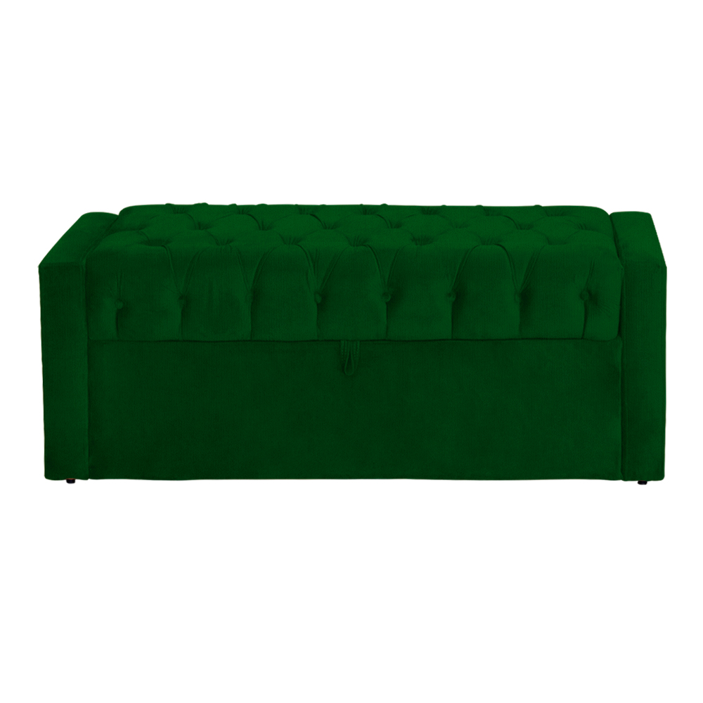 Calçadeira Baú Para Cama Box Casal Emma Suede Verde - DS Estofados