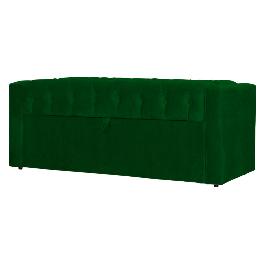 Calçadeira Baú Para Cama Box Casal Emma Suede Verde - DS Estofados