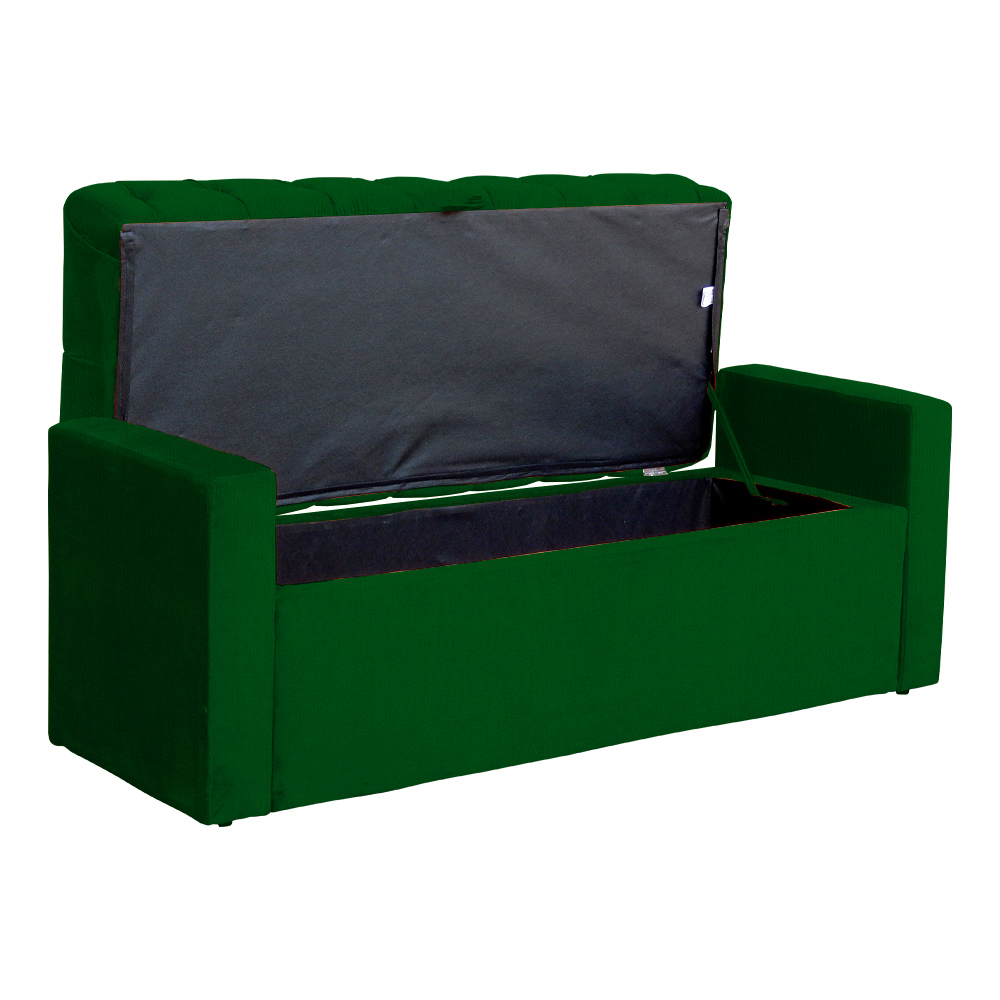 Calçadeira Baú Para Cama Box Casal Emma Suede Verde - DS Estofados