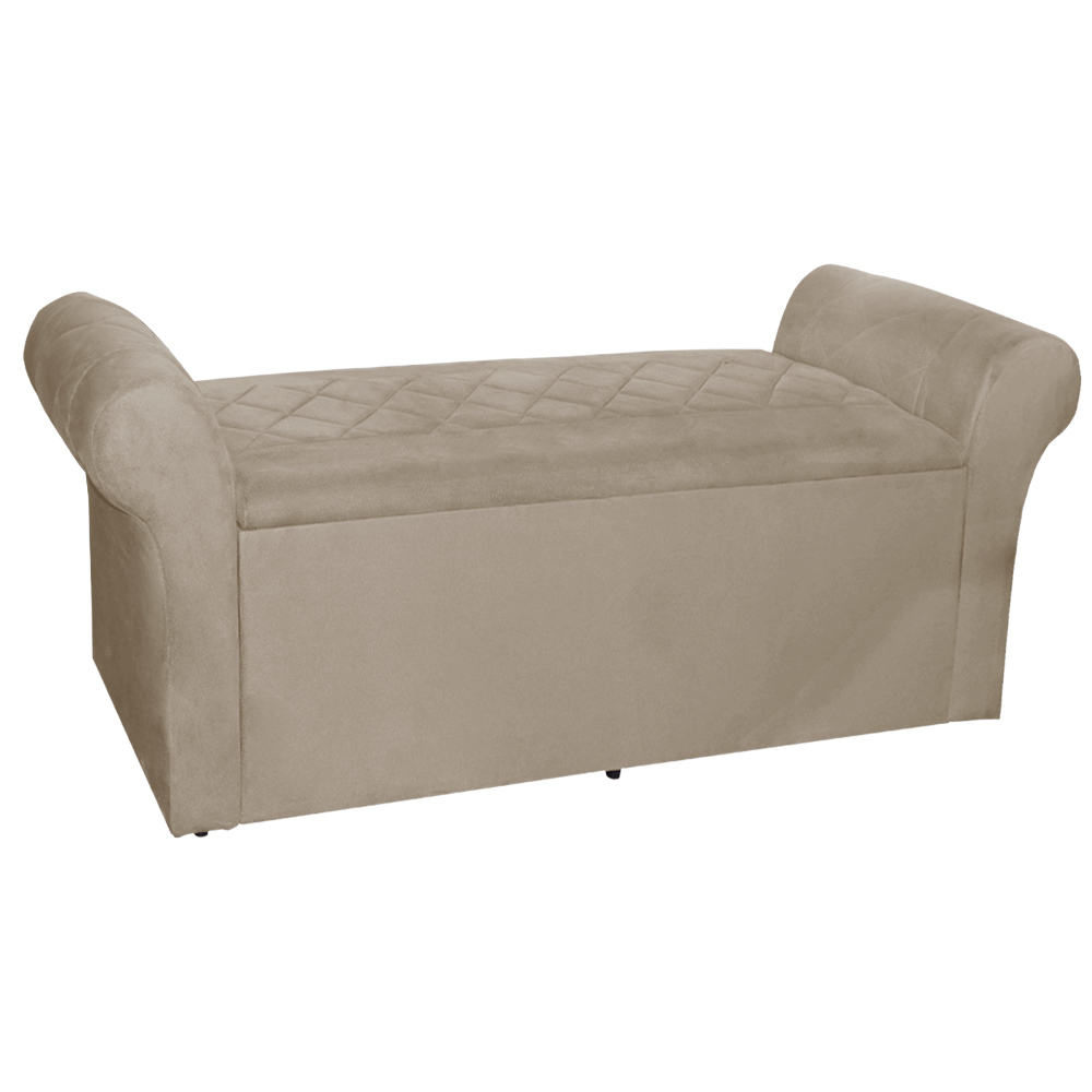 Calçadeira Baú Para Cama Box Casal Queen 160cm Cancun Suede Cappuccino - DS Estofados