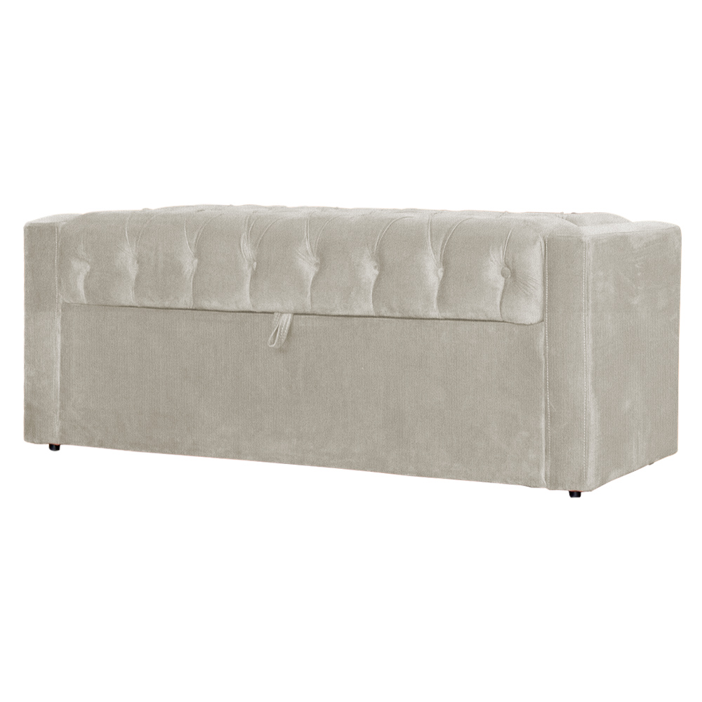 Calçadeira Baú Para Cama Box Casal Queen Emma Suede Bege - DS Estofados