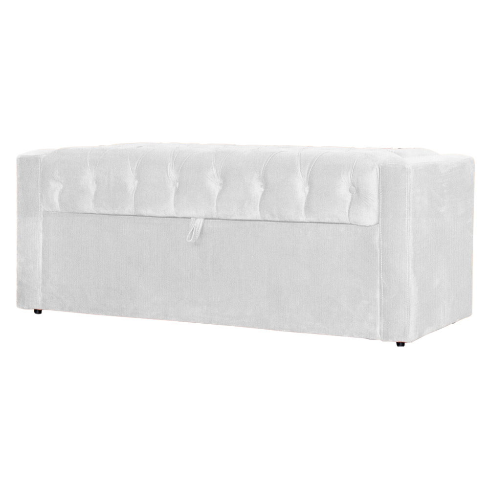 Calçadeira Baú Para Cama Box Casal Queen Emma Suede Branco - DS Estofados