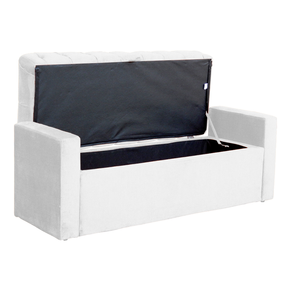 Calçadeira Baú Para Cama Box Casal Queen Emma Suede Branco - DS Estofados