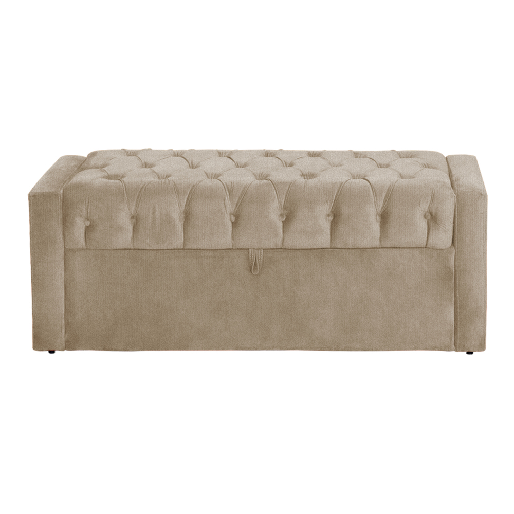 Calçadeira Baú Para Cama Box Casal Queen Emma Suede Cappuccino - DS Estofados