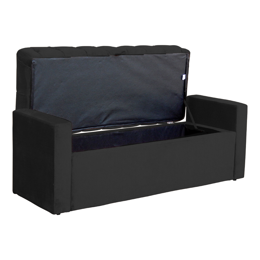Calçadeira Baú Para Cama Box Casal Super King Emma Suede Preto - DS Estofados