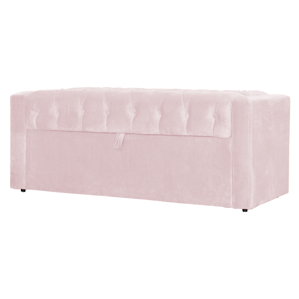 Calçadeira Baú Para Cama Box Solteiro Emma Suede Rosa Bebê  - DS Estofados