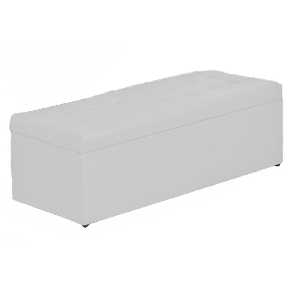 Calçadeira Casal Baú 140cm Toskana Napa Branco - DS Estofados