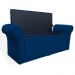 Calçadeira Recamier Baú Cancun Solteiro 90cm Suede Azul Marinho - DS Estofados