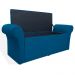 Calçadeira Recamier Baú Cancun Solteiro 90cm Suede Azul Royal - DS Estofados