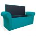Calçadeira Recamier Baú Cancun Solteiro 90cm Suede Azul Turquesa - DS Estofados