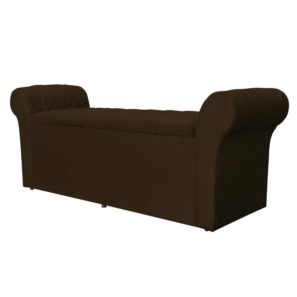 Calçadeira Recamier Baú Cancun Solteiro 90cm Suede Bordô- DS Estofados
