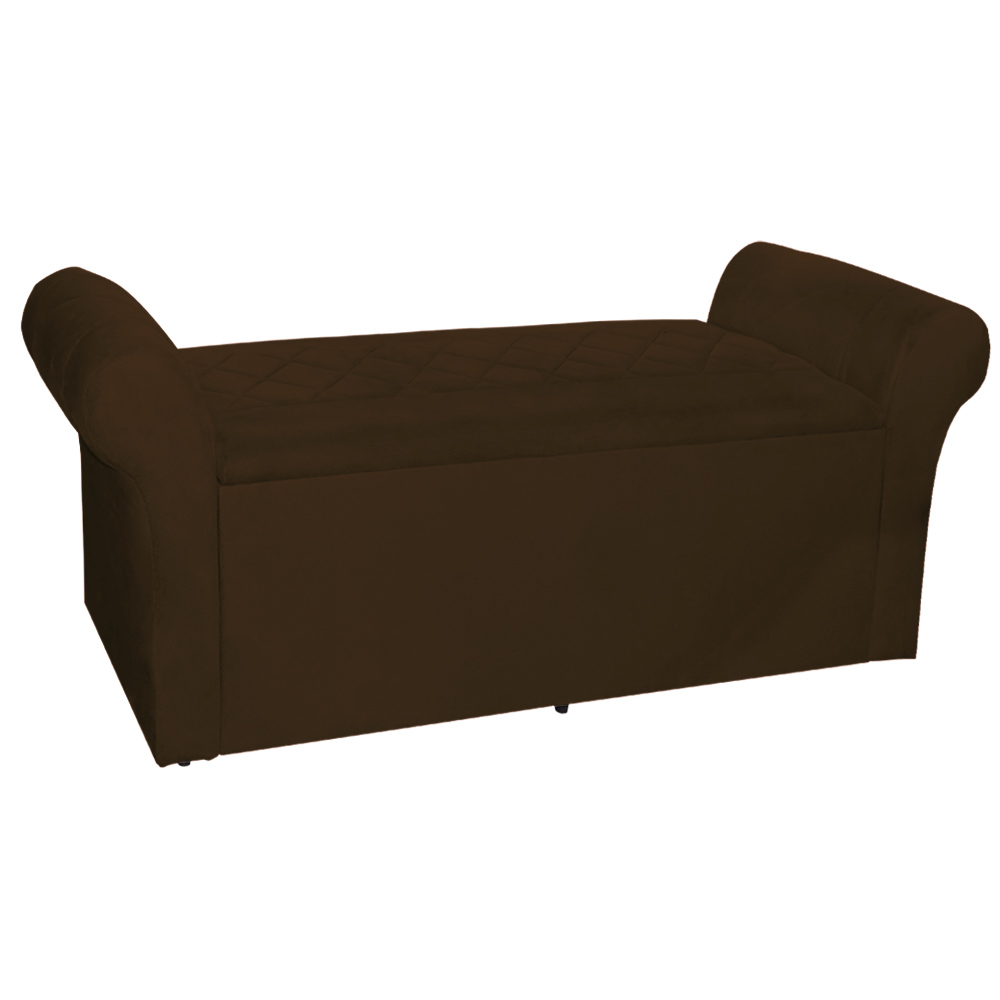 Calçadeira Recamier Baú Cancun Solteiro 90cm Suede Bordô- DS Estofados