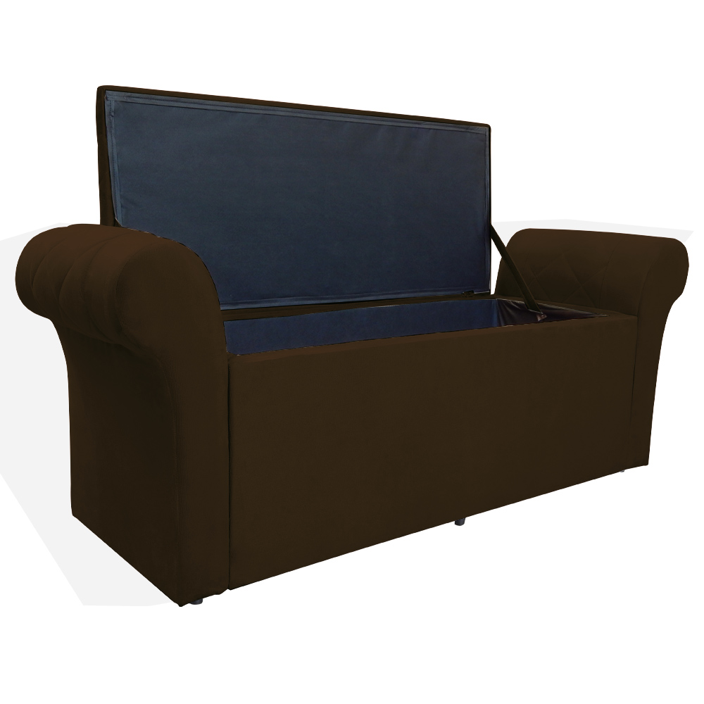 Calçadeira Recamier Baú Cancun Solteiro 90cm Suede Bordô- DS Estofados