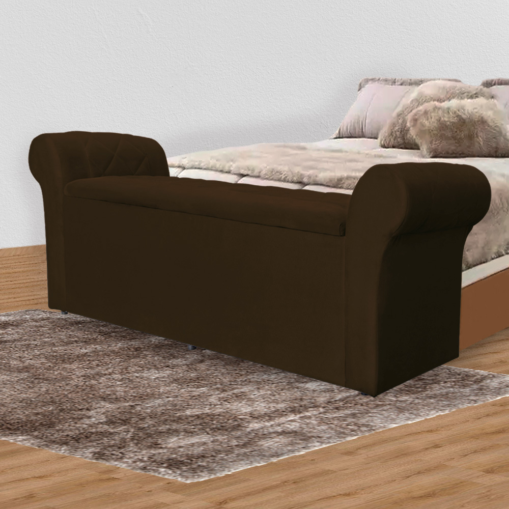 Calçadeira Recamier Baú Cancun Solteiro 90cm Suede Bordô- DS Estofados