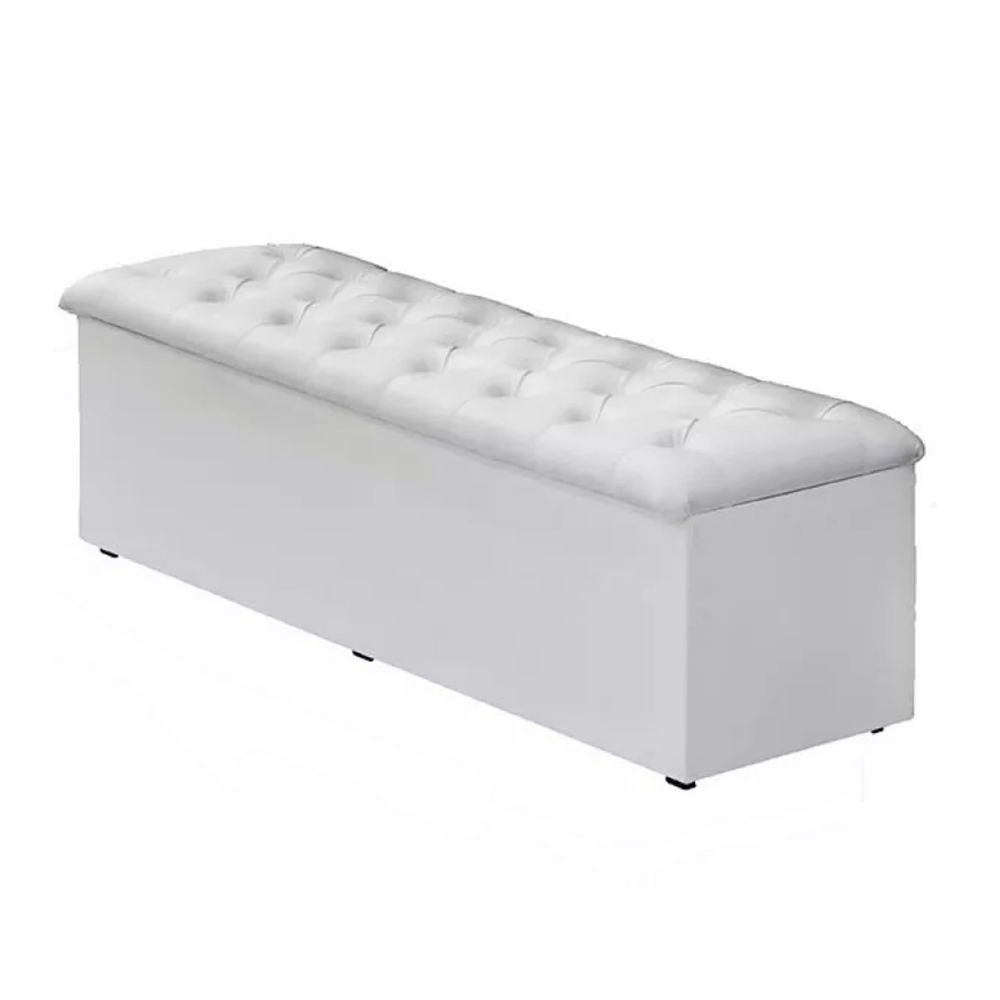 Calçadeira Recamier Baú Casal 140cm Sofia Napa Branco - DS Estofados