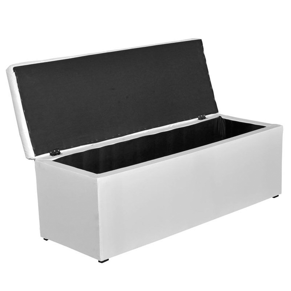 Calçadeira Recamier Baú Casal King 190cm Sofia Napa Branco - DS Estofados