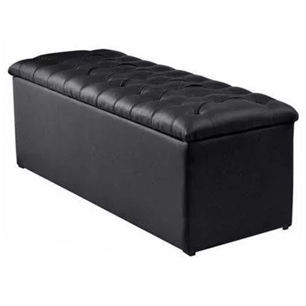 Calçadeira Recamier Baú Casal King 190cm Sofia Napa Preto - DS Estofados