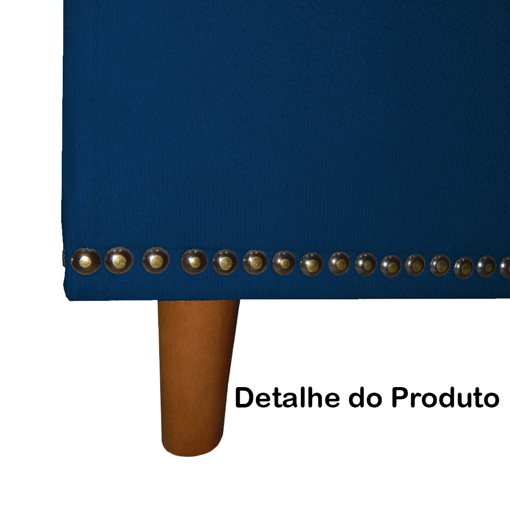 Calçadeira Recamier Baú Casal King 195cm Diana Suede Azul Marinho  - Dellas Store