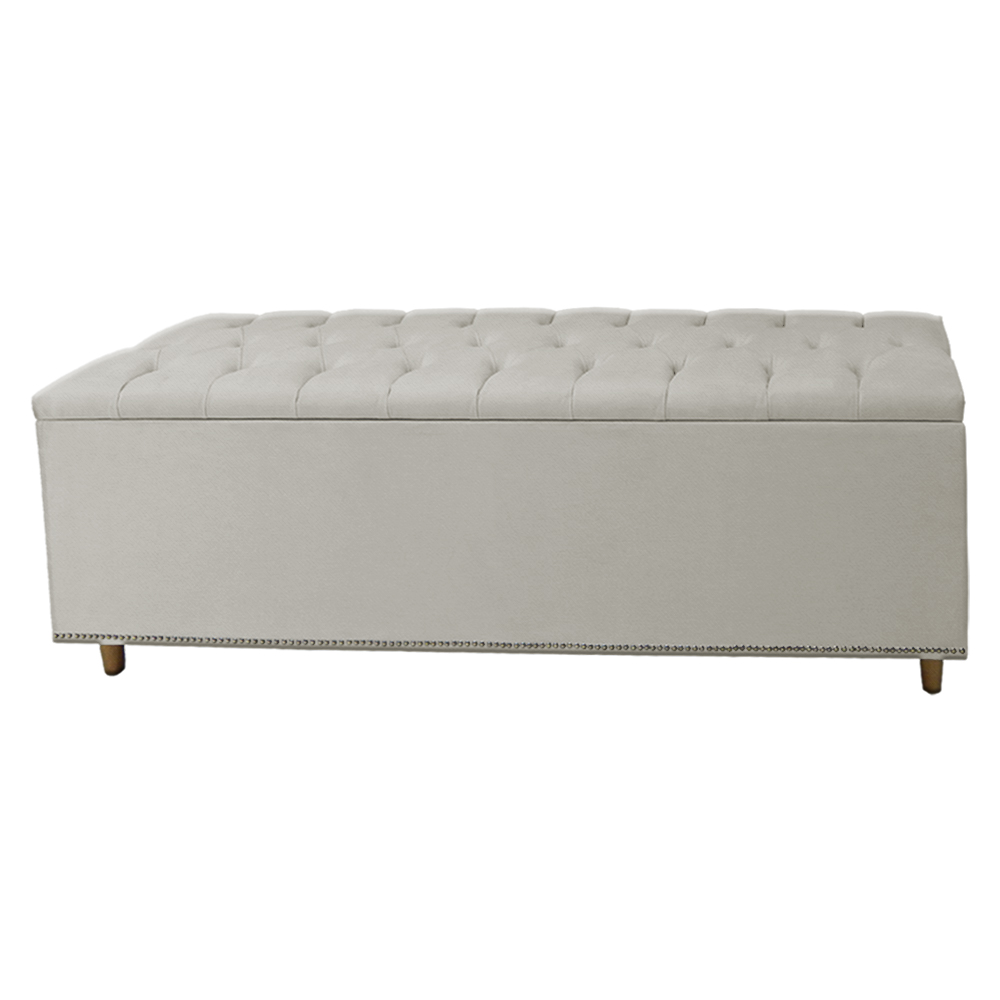 Calçadeira Recamier Baú Casal King 195cm Diana Suede Bege  - Dellas Store