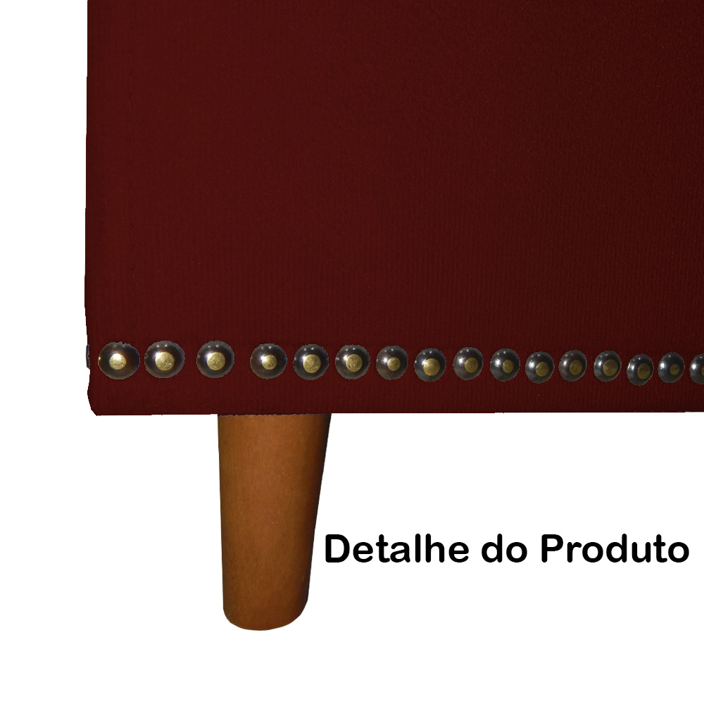 Calçadeira Recamier Baú Casal King 195cm Diana Suede Bordô  - Dellas Store