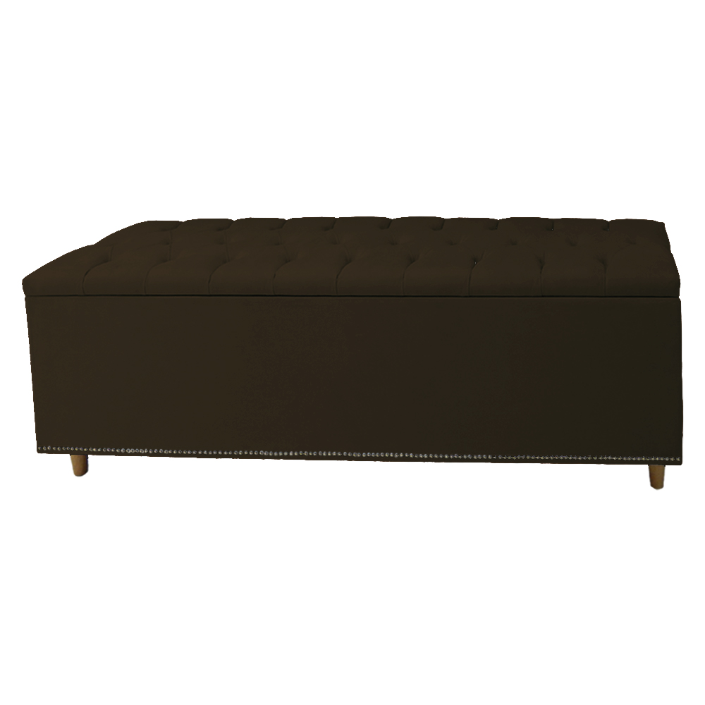 Calçadeira Recamier Baú Casal King 195cm Diana Suede Marrom  - Dellas Store