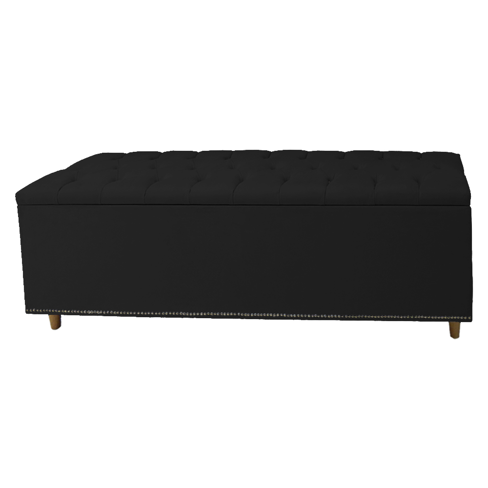 Calçadeira Recamier Baú Casal King 195cm Diana Suede Preto  - Dellas Store