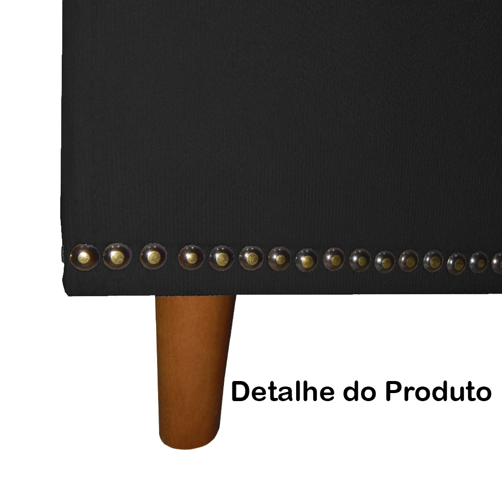 Calçadeira Recamier Baú Casal King 195cm Diana Suede Preto  - Dellas Store