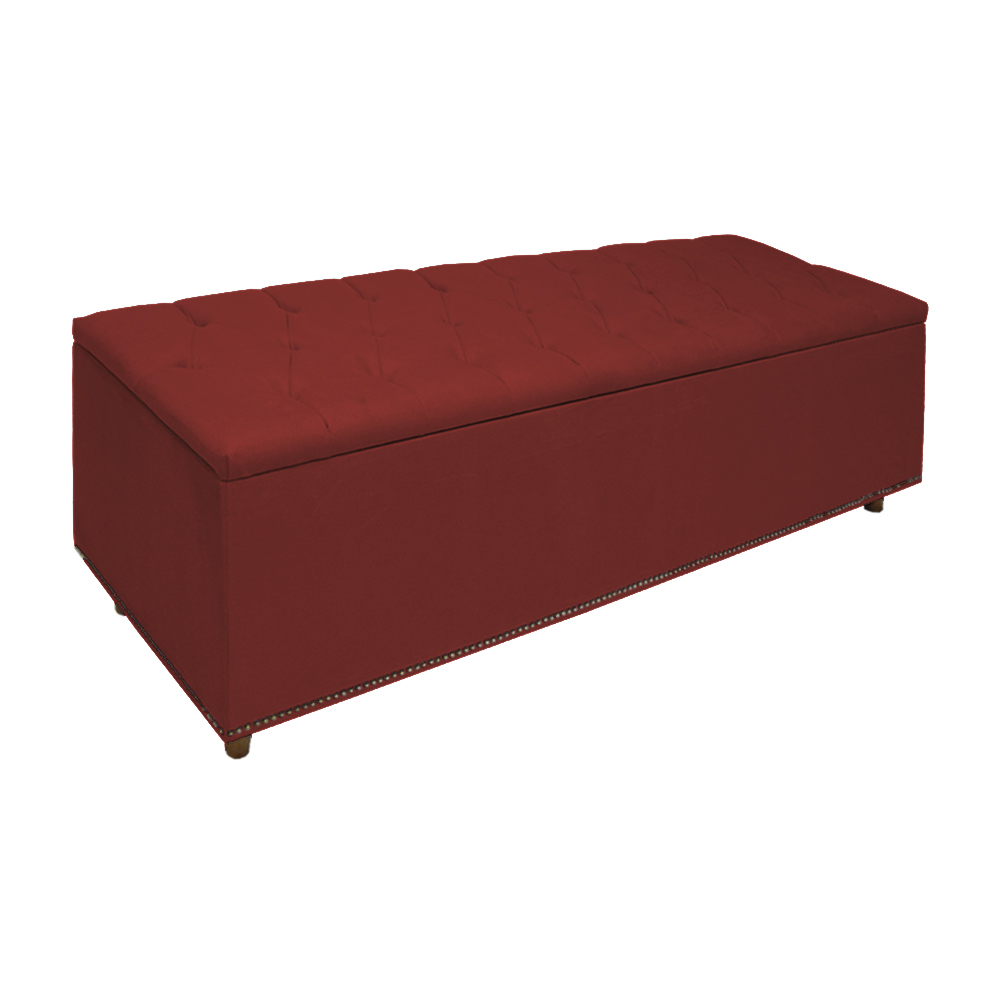 Calçadeira Recamier Baú Casal King 195cm Diana Suede Vermelho - Dellas Store