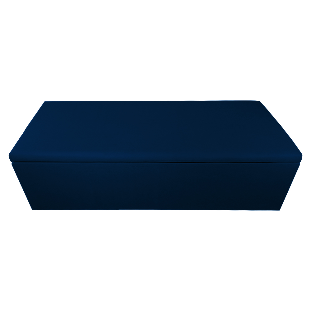 Calçadeira Recamier Baú Casal King 195cm Eva Suede Azul Marinho