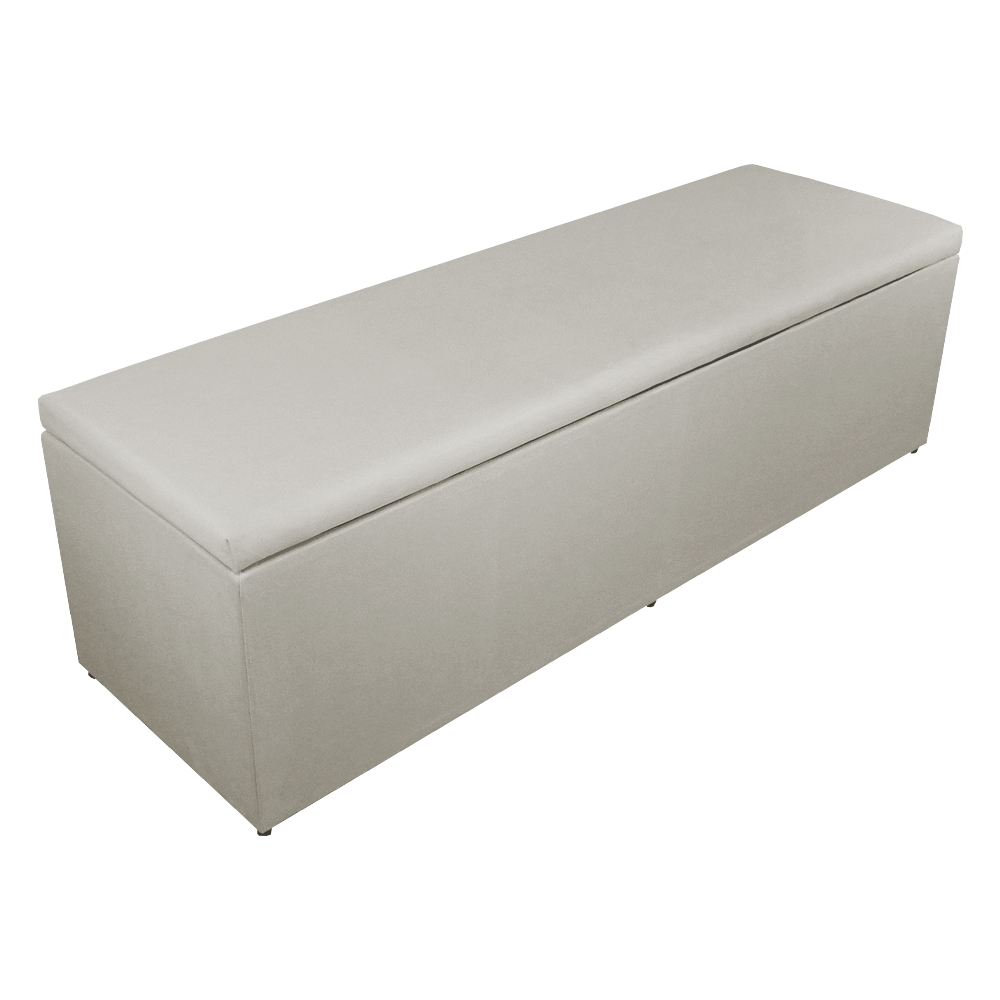 Calçadeira Recamier Baú Casal King 195cm Eva Suede Bege