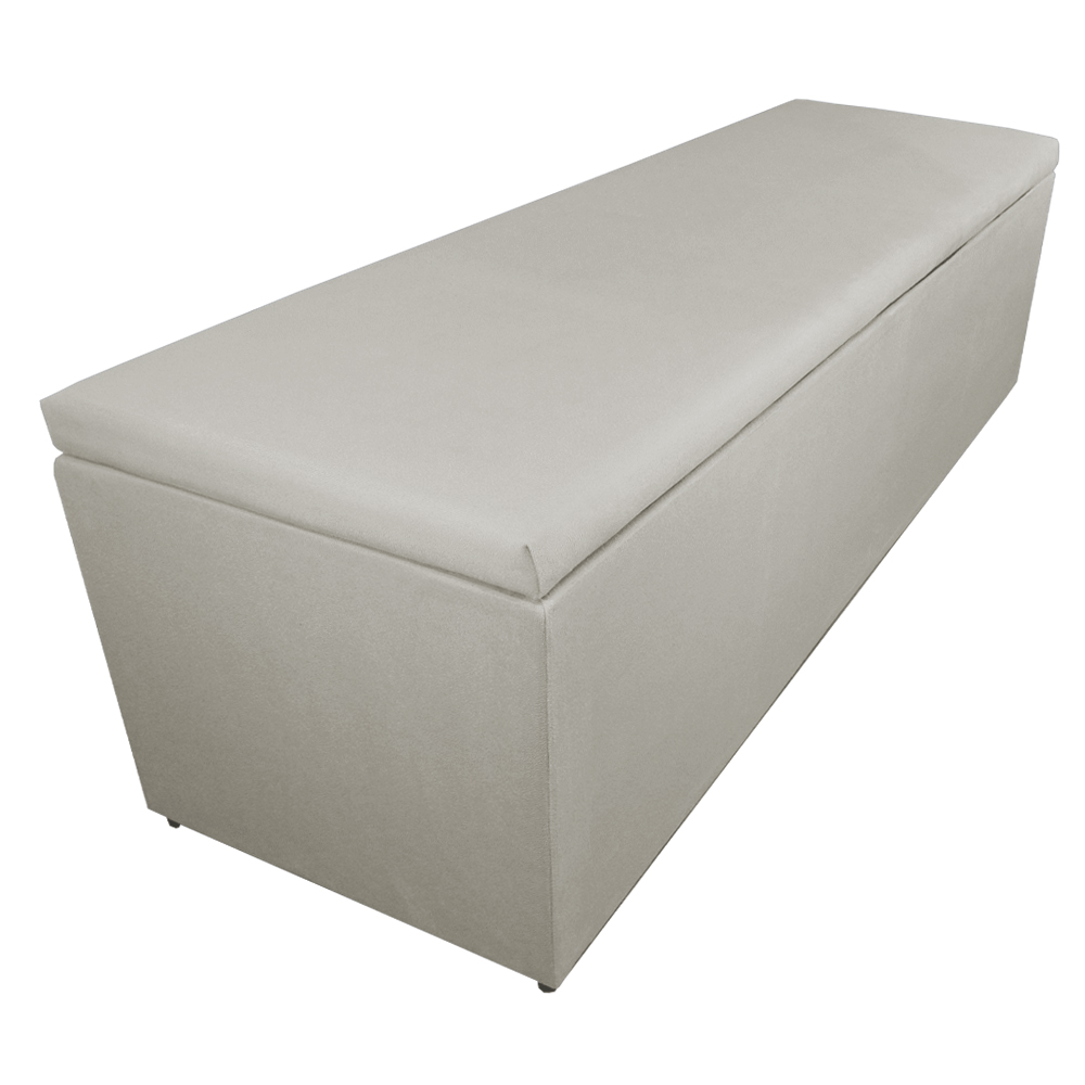 Calçadeira Recamier Baú Casal King 195cm Eva Suede Bege