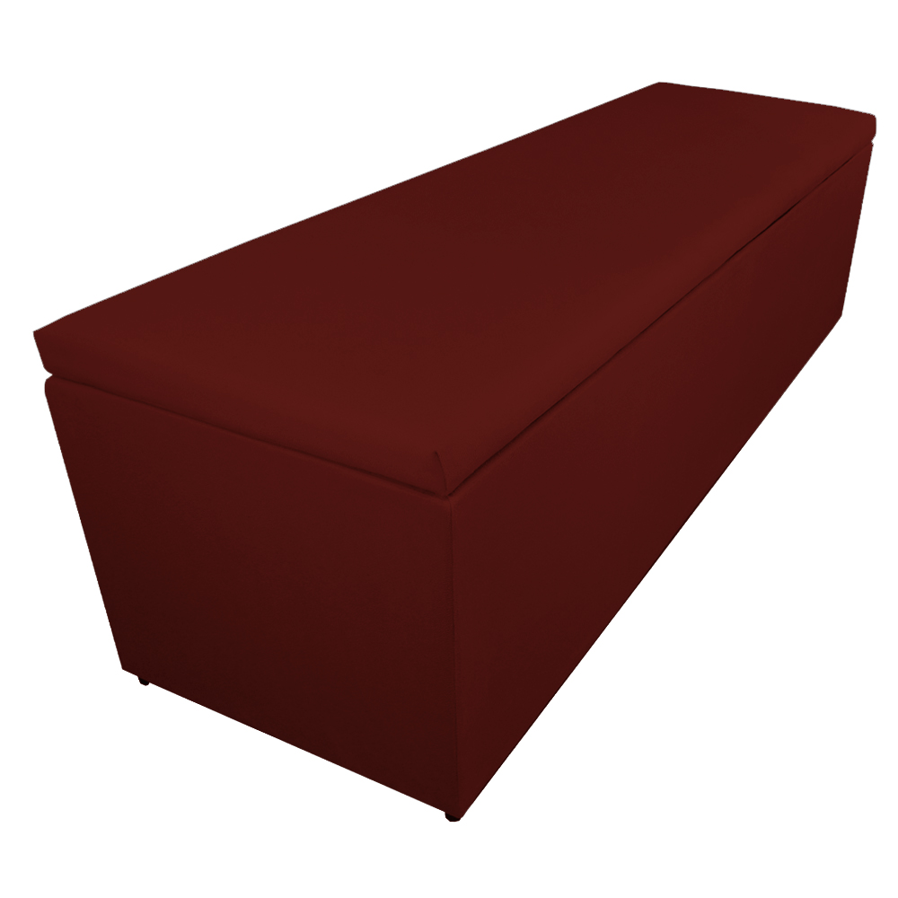 Calçadeira Recamier Baú Casal King 195cm Eva Suede Bordô