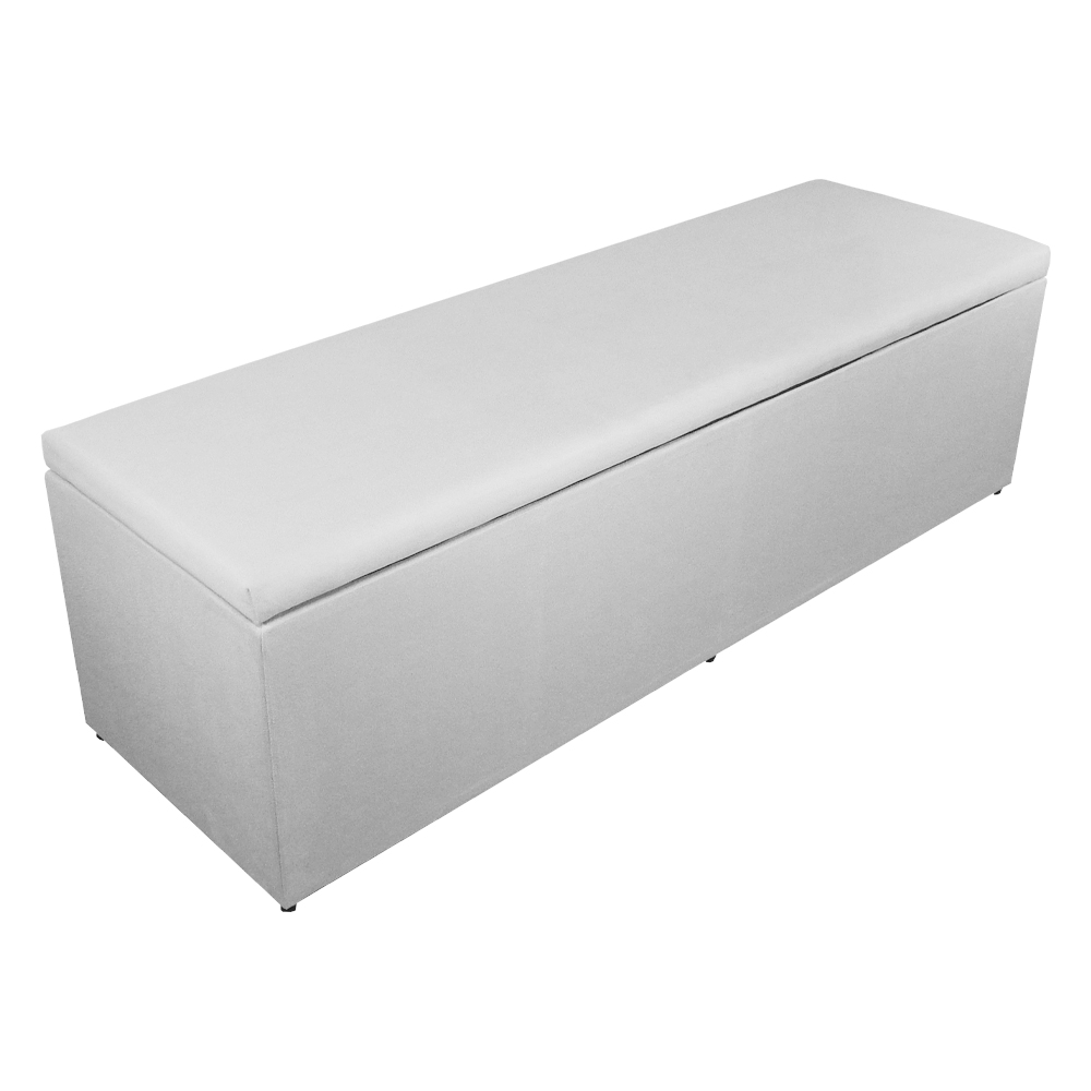 Calçadeira Recamier Baú Casal King 195cm Eva Suede Branco