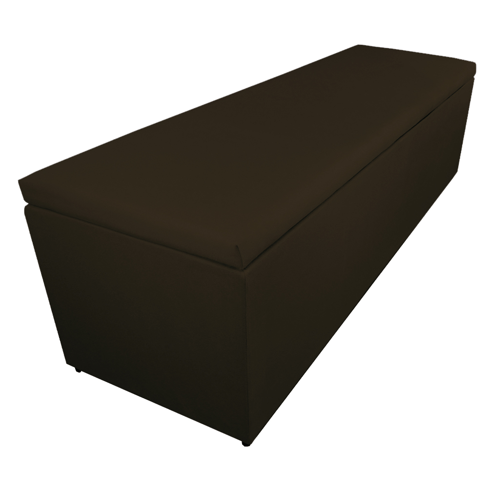 Calçadeira Recamier Baú Casal King 195cm Eva Suede Marrom