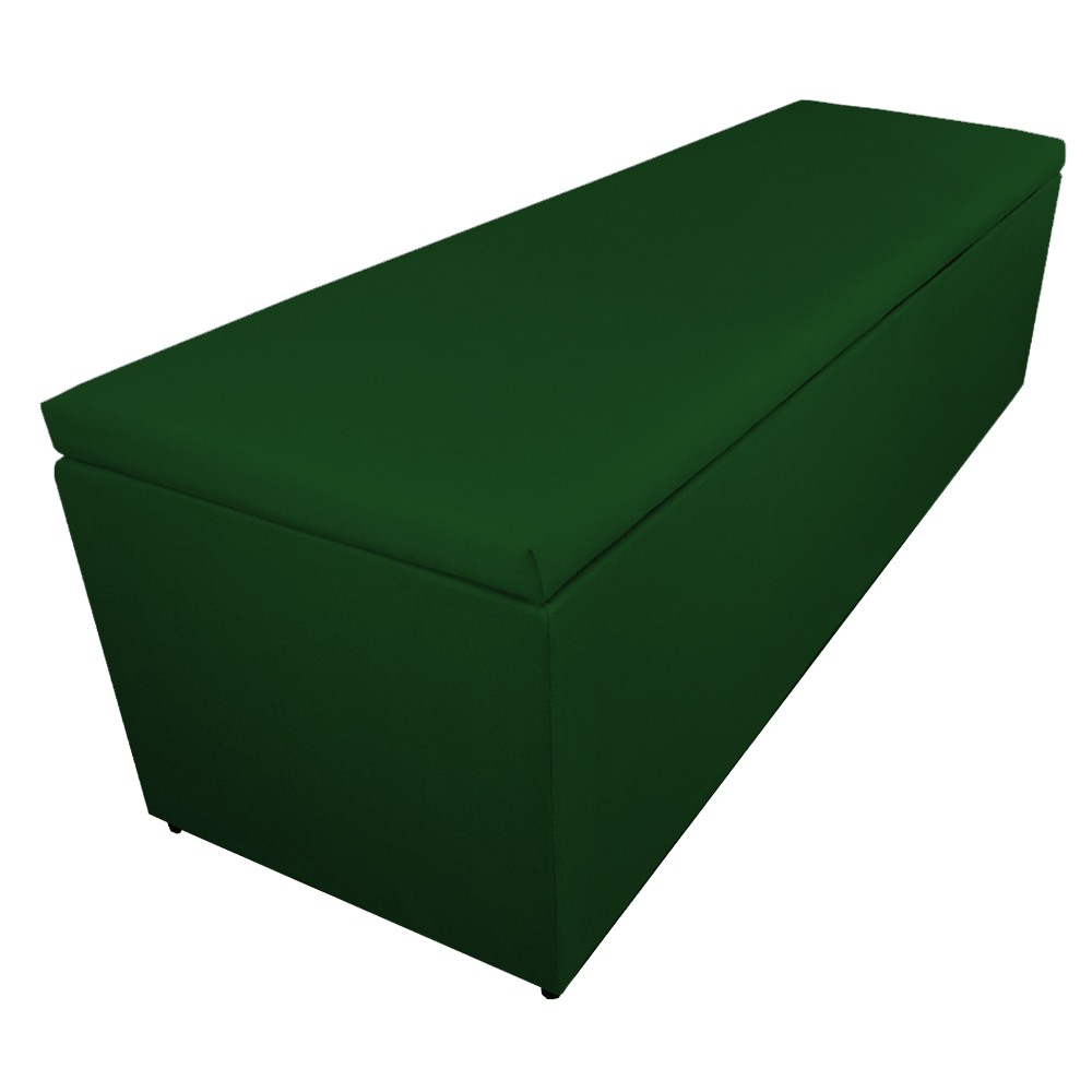 Calçadeira Recamier Baú Casal King 195cm Eva Suede Verde
