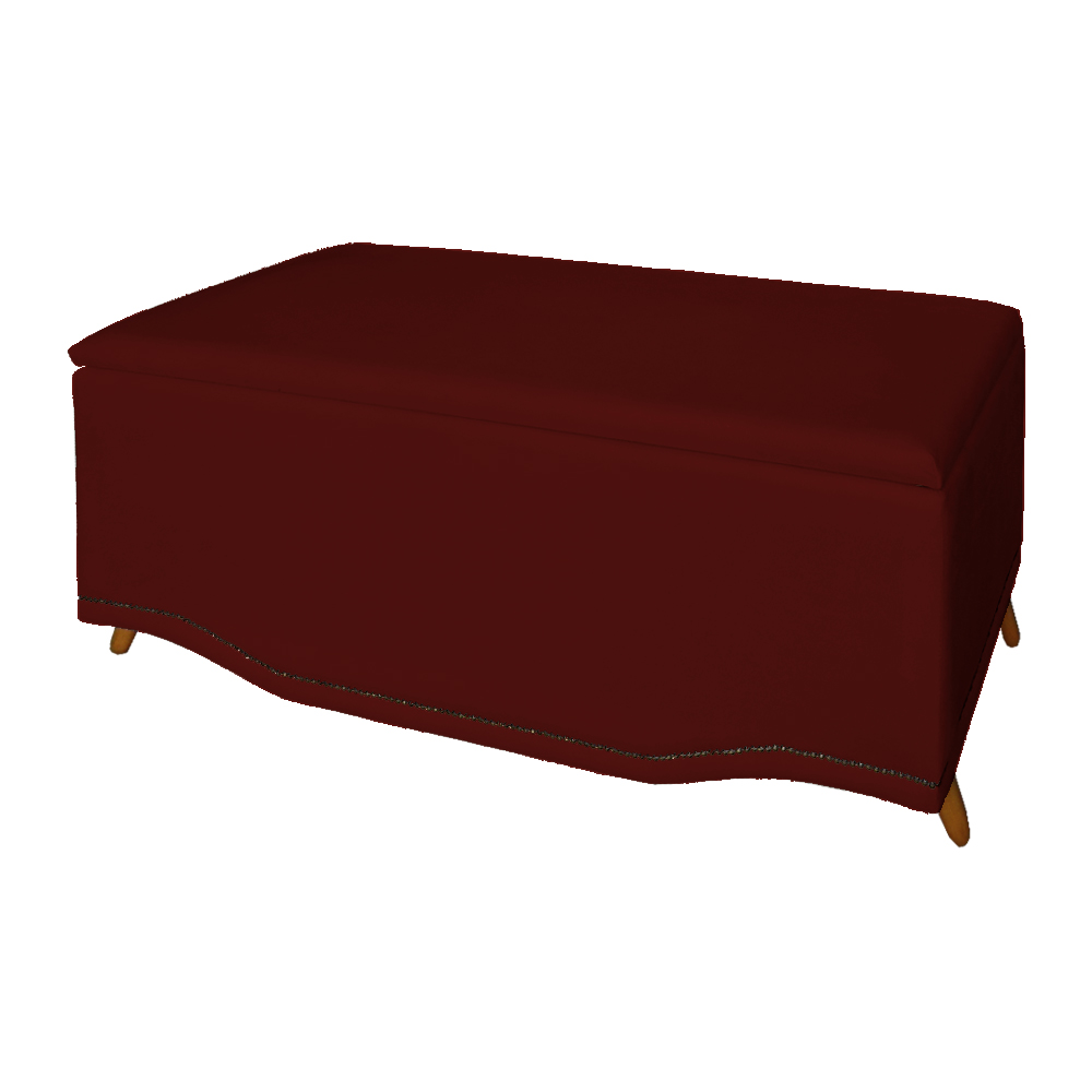 Calçadeira Recamier Baú Casal King 195cm Greta Suede Bordô - DS Estofados
