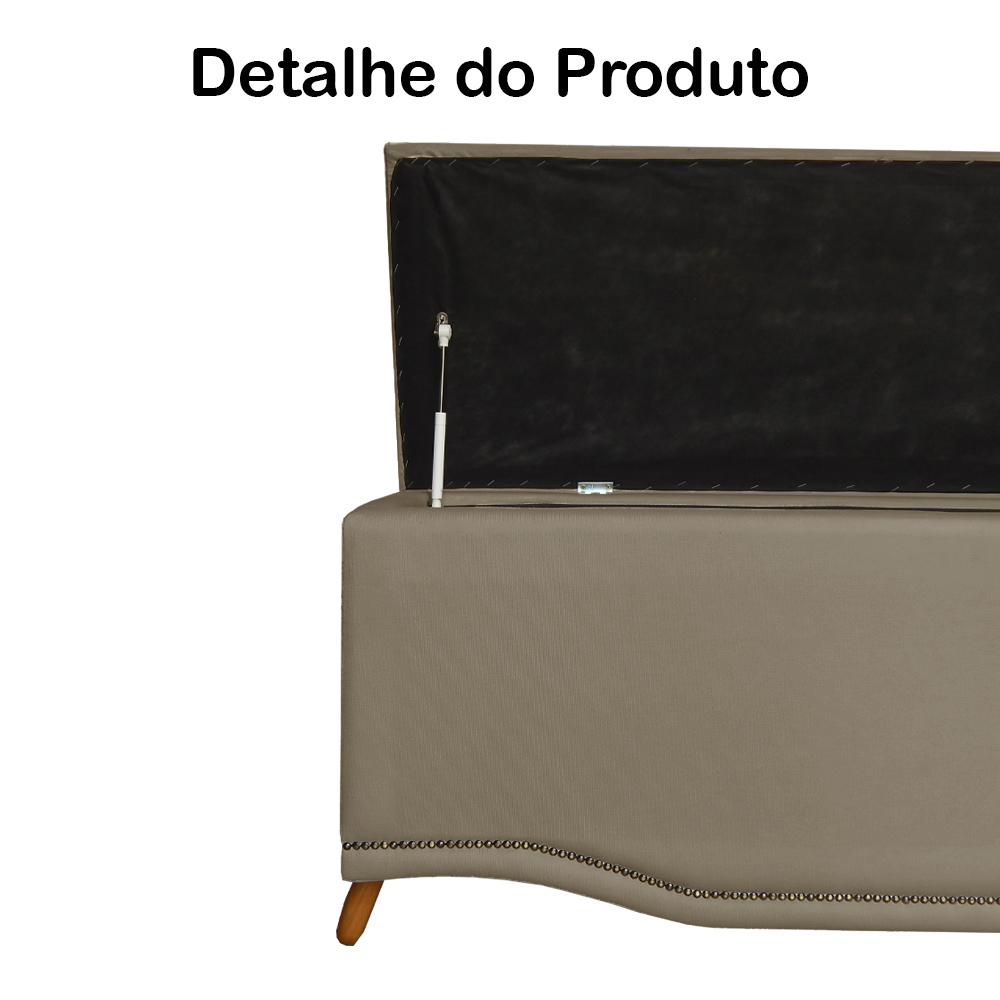 Calçadeira Recamier Baú Casal King 195cm Greta Suede Capuccino - DS Estofados